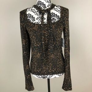 Free People leopard print shirt with front tie